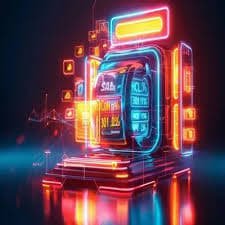 Pengalaman bermain berbagai slot online di hola88 dengan tampilan neon magenta dan latar gelap